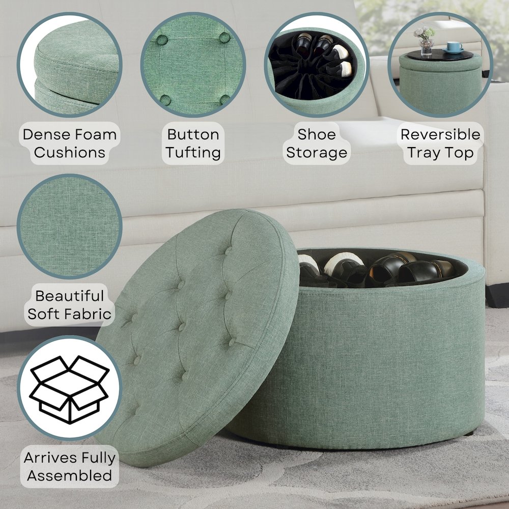 Designs4Comfort Round Shoe Ottoman. Picture 4