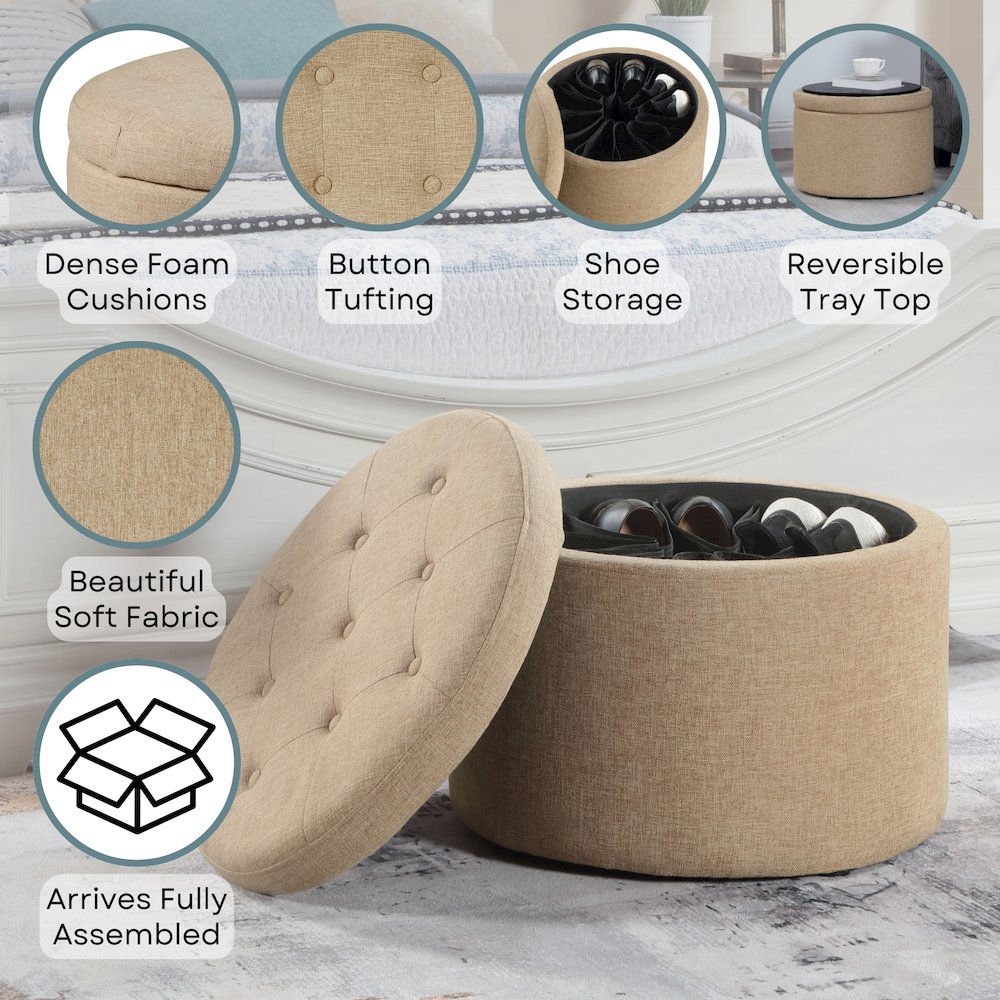 Designs4Comfort Round Shoe Ottoman. Picture 4