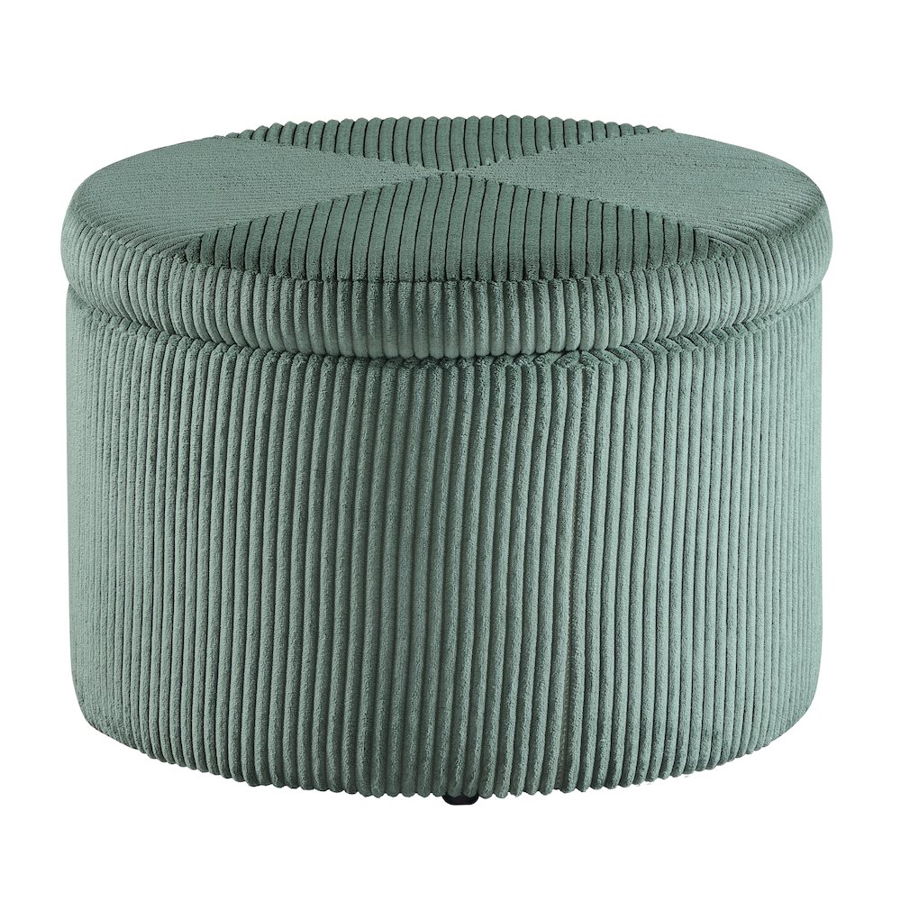 Designs4Comfort Round Corduroy Shoe Storage Ottoman with Reversible Tray Lid. Picture 1