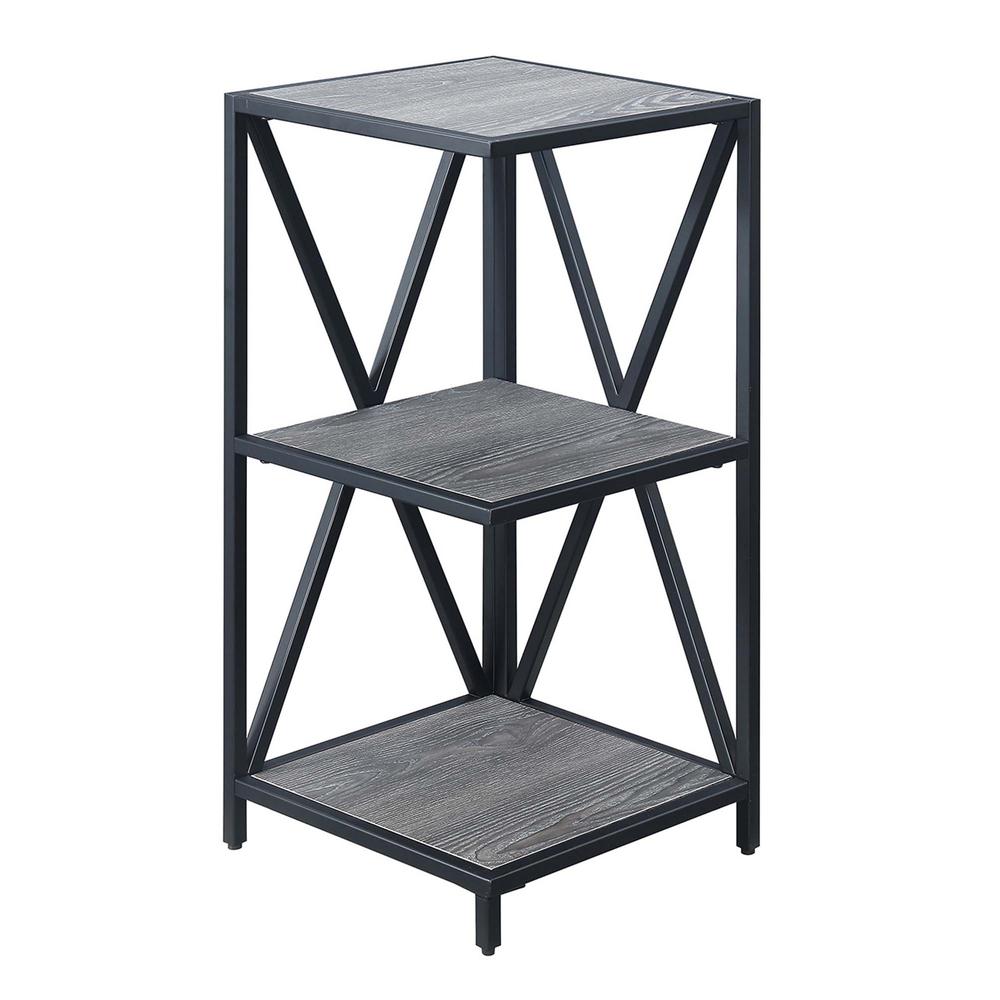 Tucson Metal 3 Tier Corner Bookcase, Weathered Gray/Black. Picture 2
