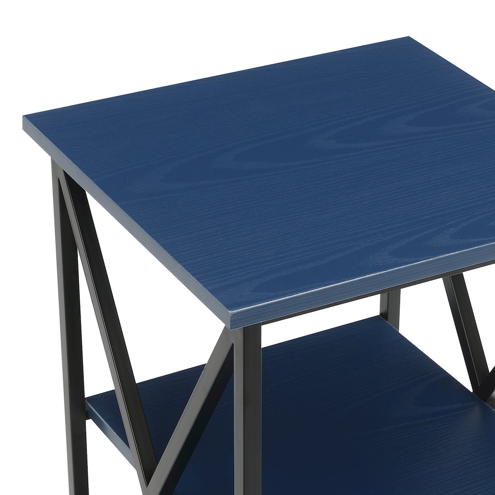 Tucson End Table with Shelves, Cobalt Blue/Black. Picture 3