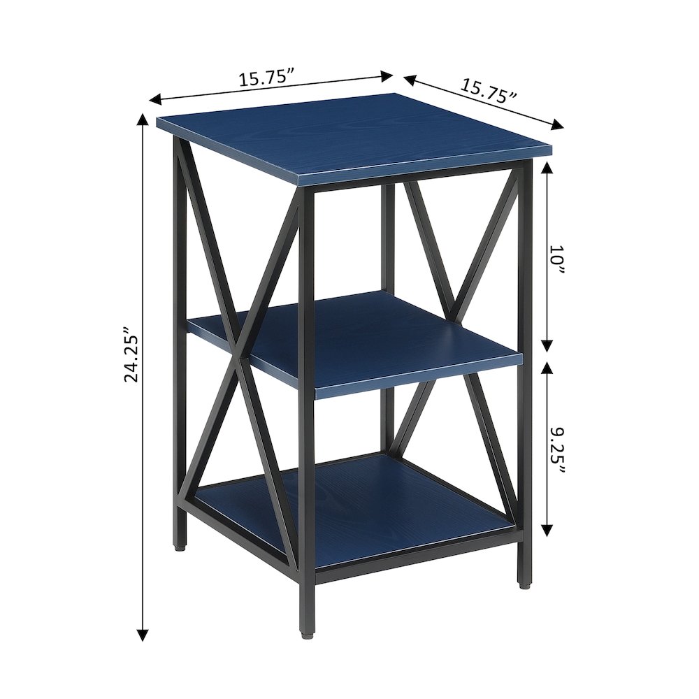Tucson End Table with Shelves, Cobalt Blue/Black. Picture 4