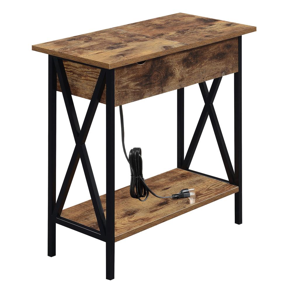 Tucson Flip Top End Table with Charging Station and Shelf. Picture 1