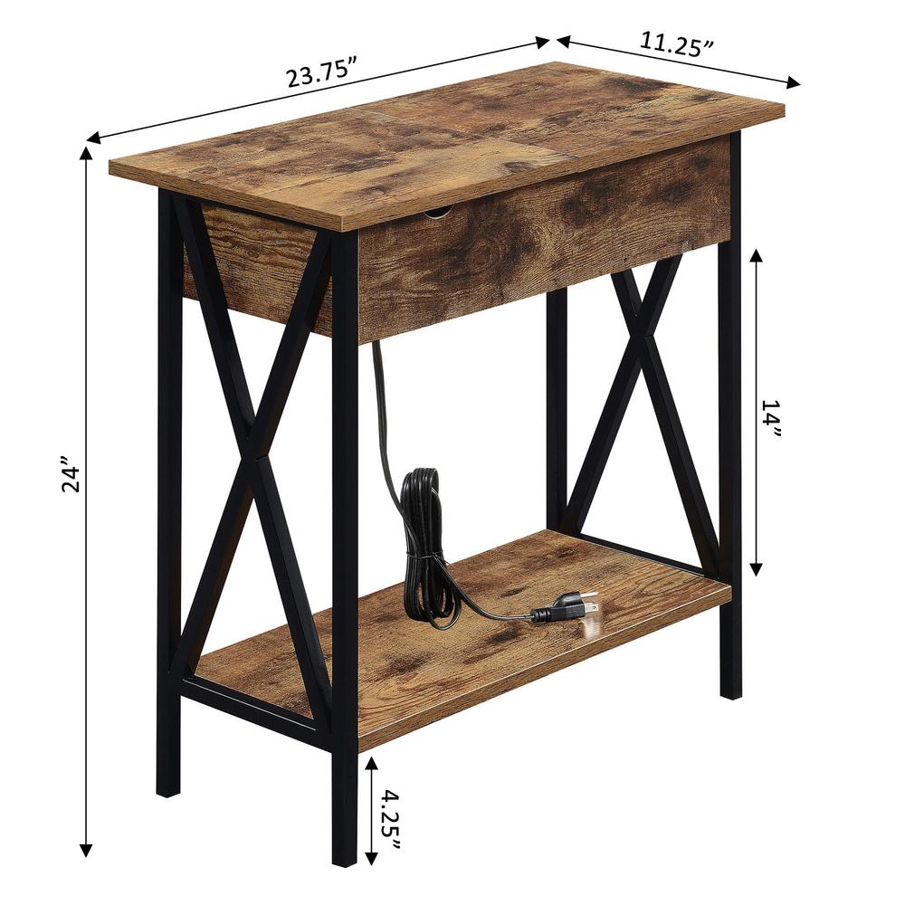 Tucson Flip Top End Table with Charging Station and Shelf. Picture 6