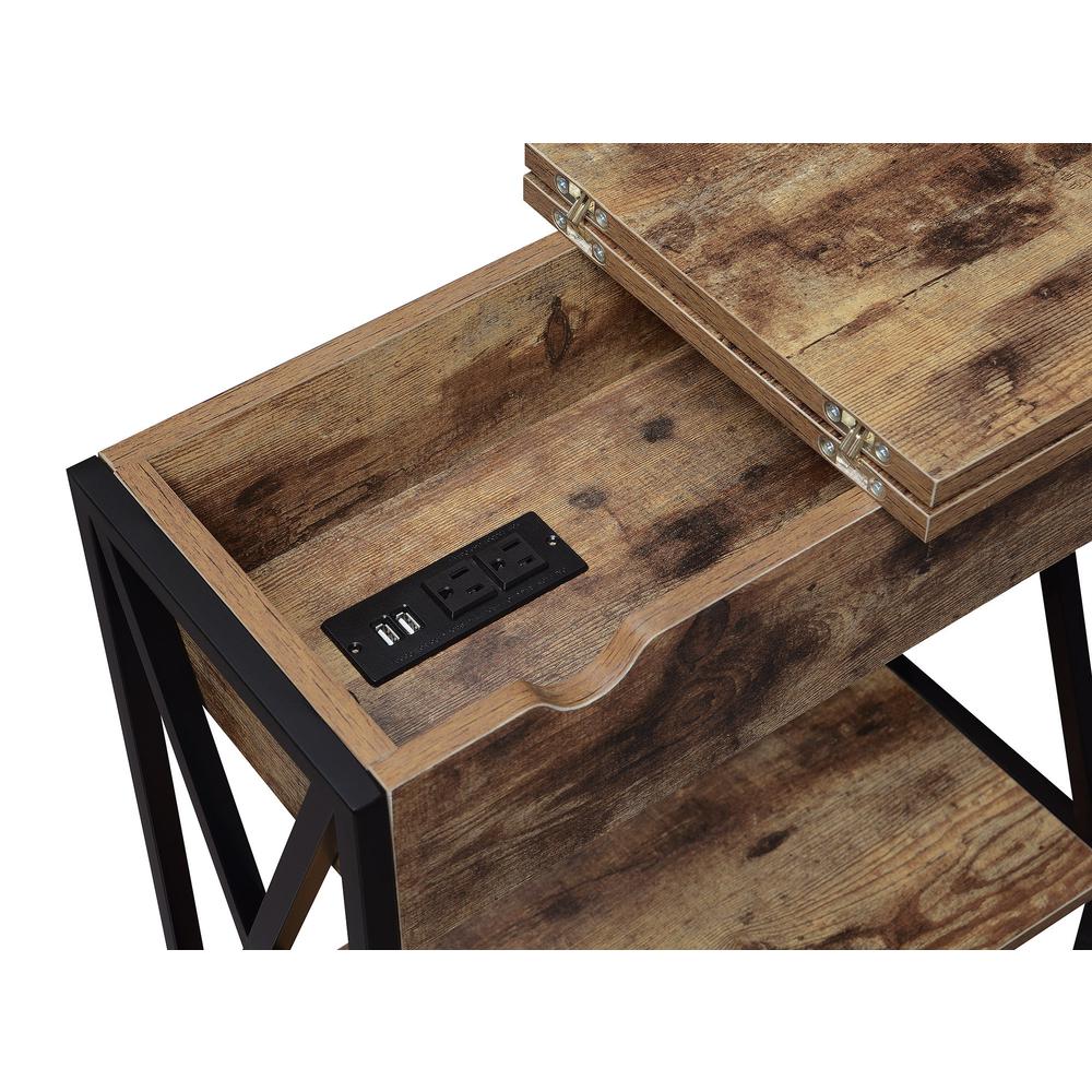 Tucson Flip Top End Table with Charging Station and Shelf. Picture 4