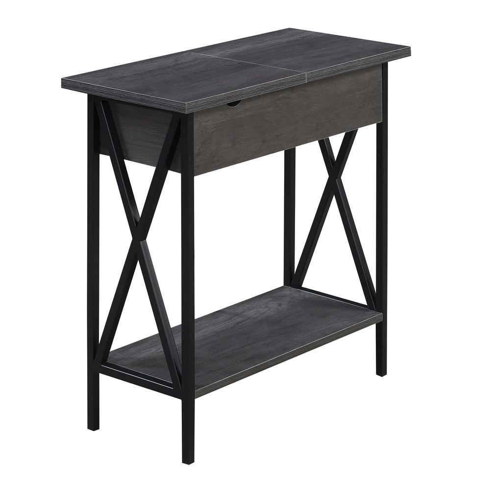 Tucson Flip Top End Table with Charging Station and Shelf. Picture 1