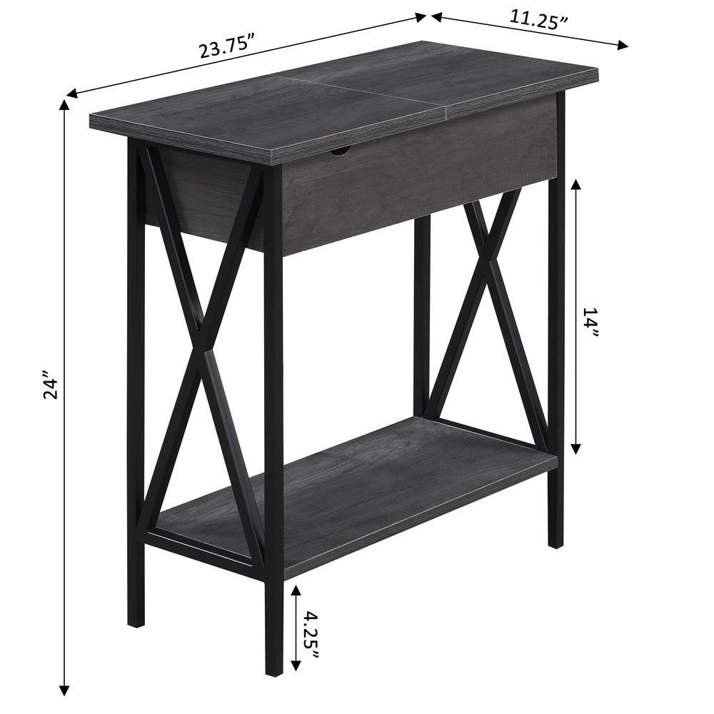 Tucson Flip Top End Table with Charging Station and Shelf. Picture 7