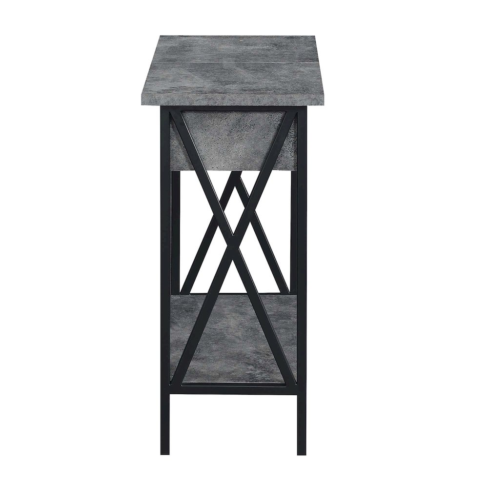 Tucson Flip Top End Table with Charging Station Cement / Black. Picture 6