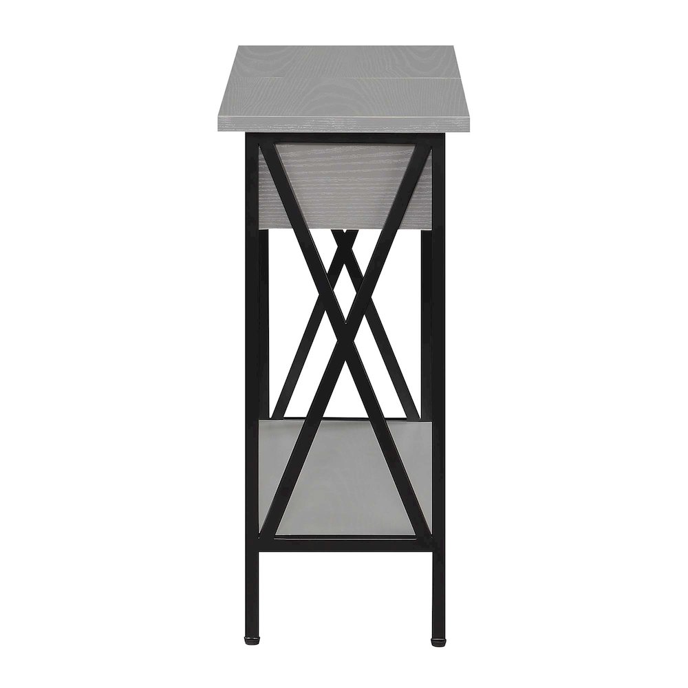 Tucson Flip Top End Table with Charging Station and Shelf in Gray/Black. Picture 6