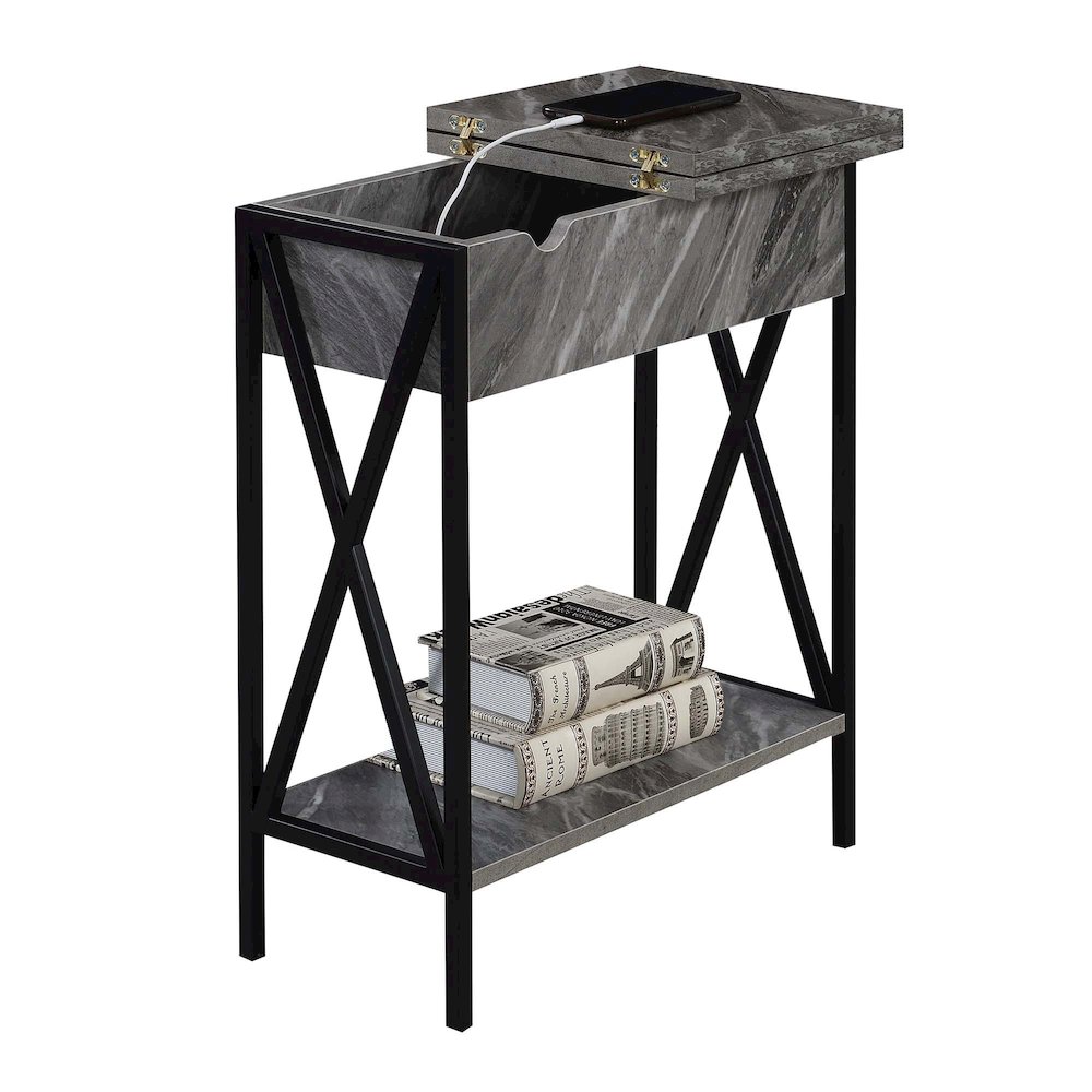 Tucson Flip Top End Table with Charging Station. Picture 3