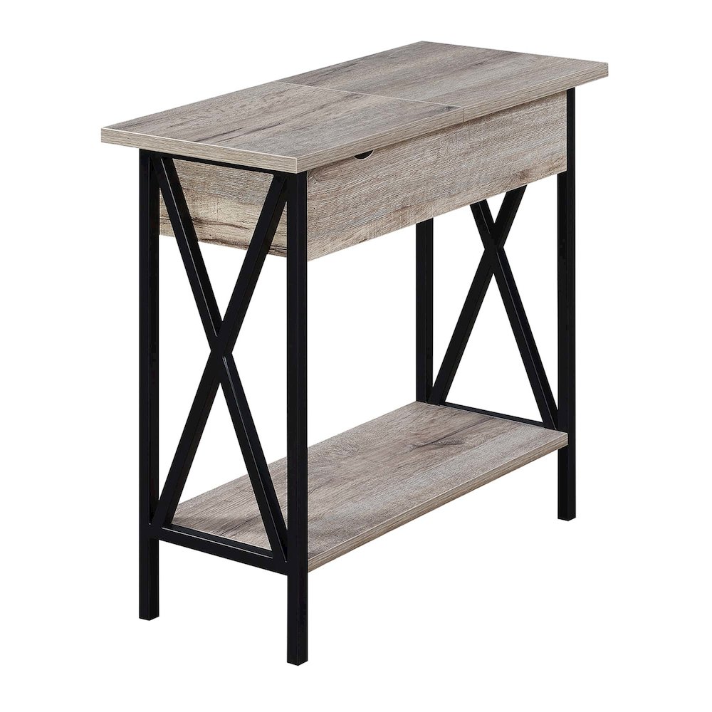 Tucson Flip Top End Table with Charging Station and Shelf. Picture 1