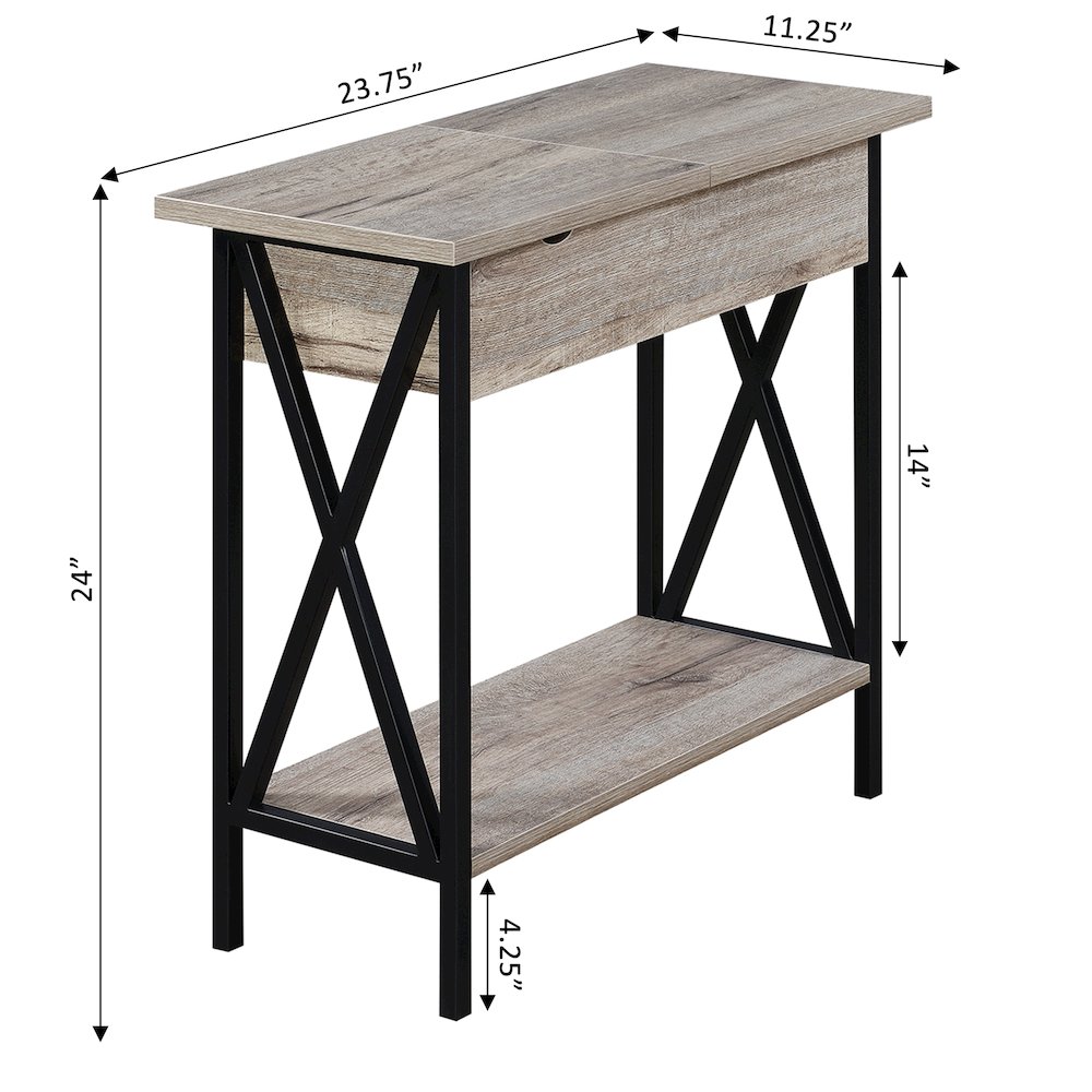 Tucson Flip Top End Table with Charging Station and Shelf. Picture 8
