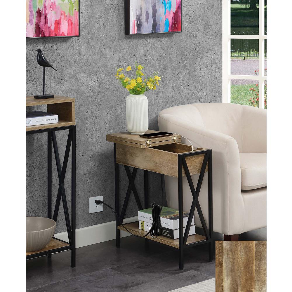 Tucson Flip Top End Table with Charging Station and Shelf. Picture 4