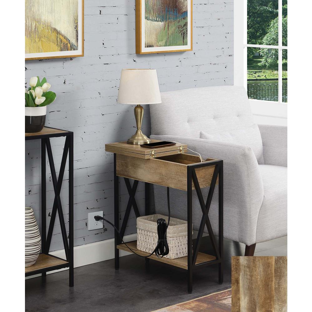 Tucson Flip Top End Table with Charging Station and Shelf. Picture 5