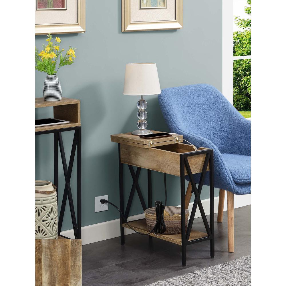 Tucson Flip Top End Table with Charging Station and Shelf. Picture 6