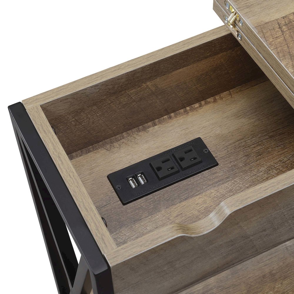 Tucson Flip Top End Table with Charging Station and Shelf. Picture 8