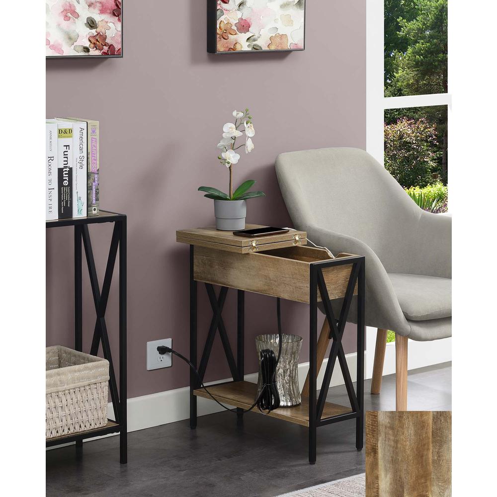 Tucson Flip Top End Table with Charging Station and Shelf. Picture 7