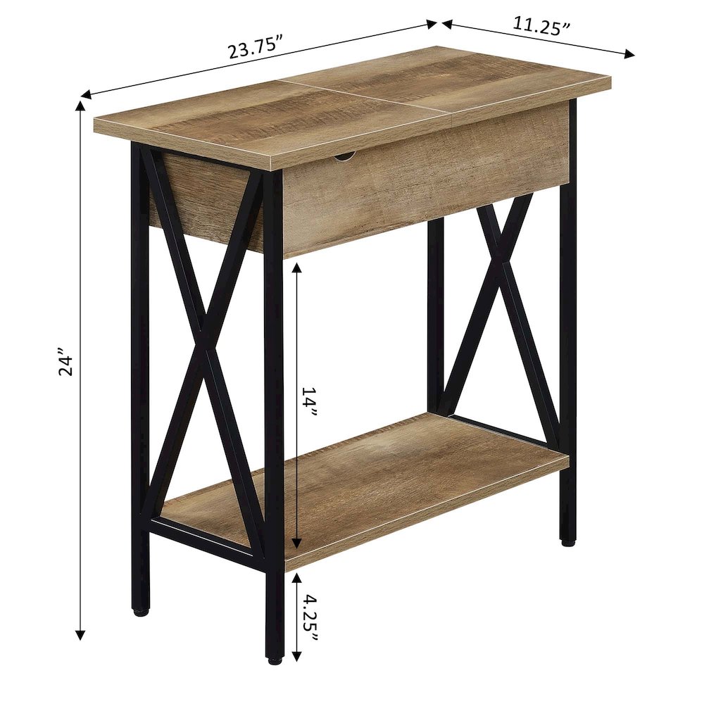 Tucson Flip Top End Table with Charging Station and Shelf. Picture 11