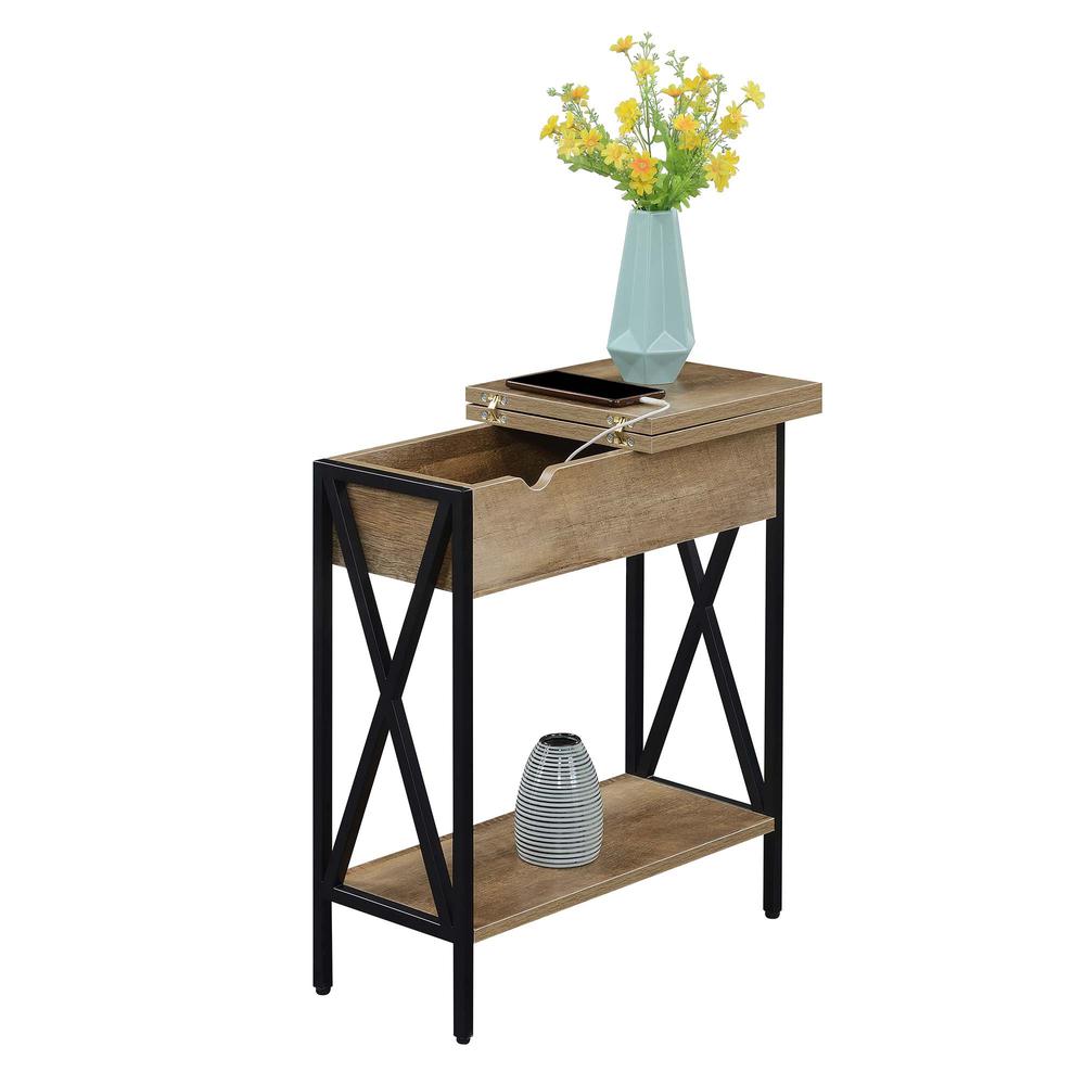 Tucson Flip Top End Table with Charging Station and Shelf. Picture 2