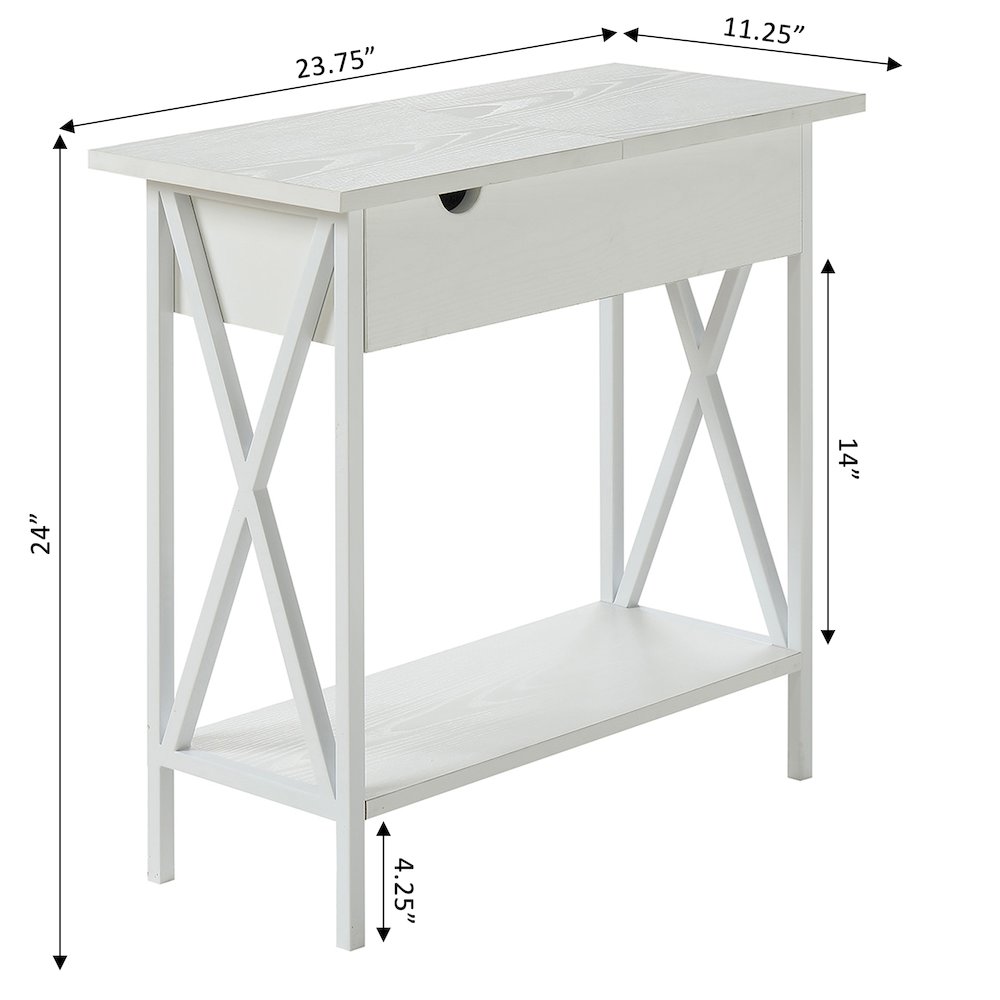 Tucson Flip Top End Table with Charging Station and Shelf. Picture 8