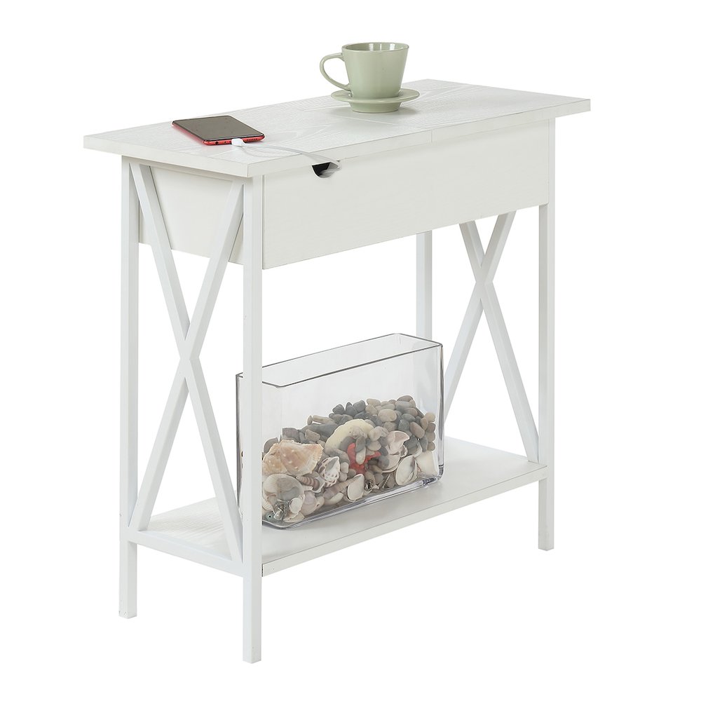 Tucson Flip Top End Table with Charging Station and Shelf. Picture 3