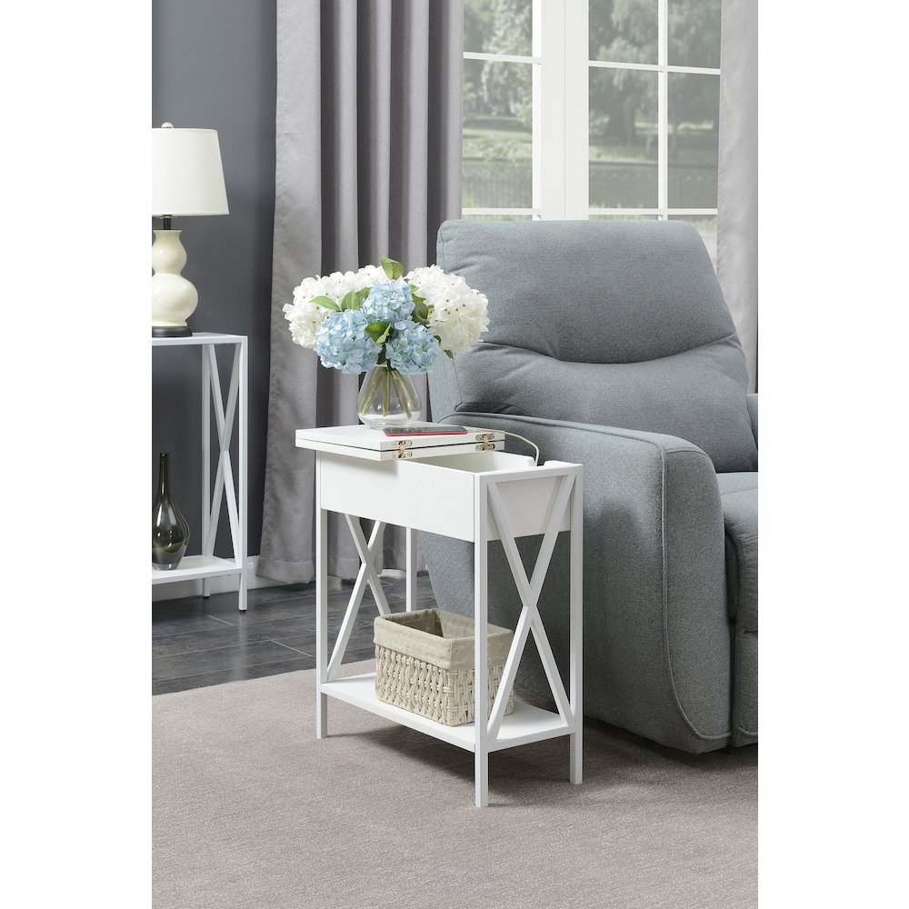 Tucson Flip Top End Table with Charging Station and Shelf. Picture 2