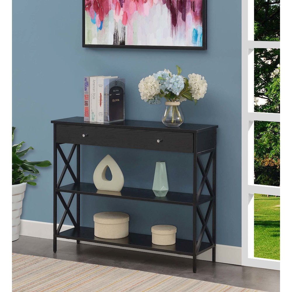 Tucson 1 Drawer Console Table, Black/Black. Picture 2