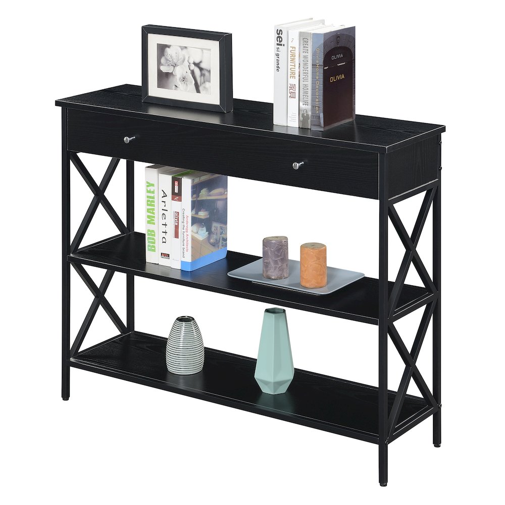 Tucson 1 Drawer Console Table, Black/Black. Picture 3