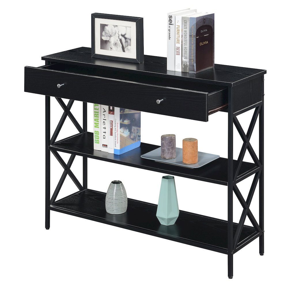 Tucson 1 Drawer Console Table, Black/Black. Picture 4