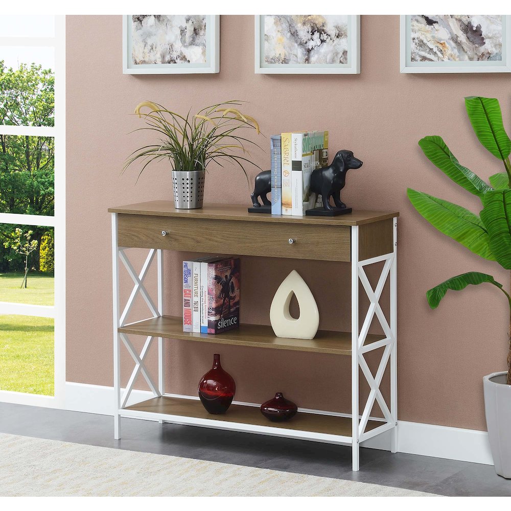 Tucson 1 Drawer Console Table, Driftwood/White. Picture 2