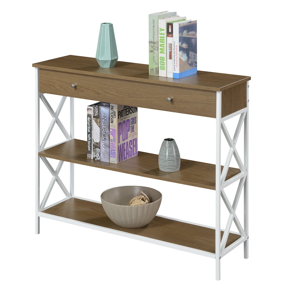 Tucson 1 Drawer Console Table, Driftwood/White. Picture 3