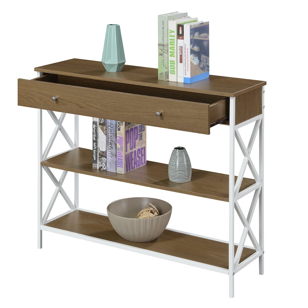 Tucson 1 Drawer Console Table, Driftwood/White. Picture 4