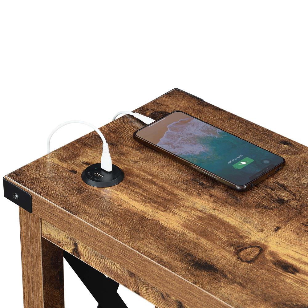 Durango Chairside Table With Charging Station, Barnwood/Black. Picture 2