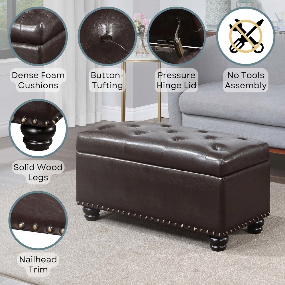Designs4Comfort 7th Avenue Storage Ottoman Bench. Picture 4