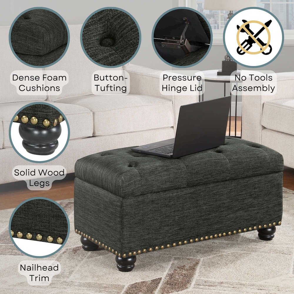 Designs4Comfort 7th Avenue Storage Ottoman Bench. Picture 4