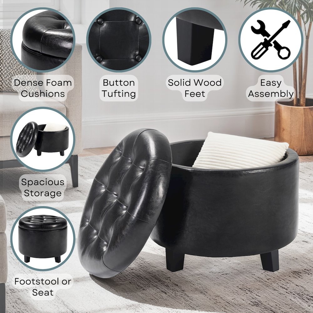 Designs4Comfort Round Storage Ottoman. Picture 4