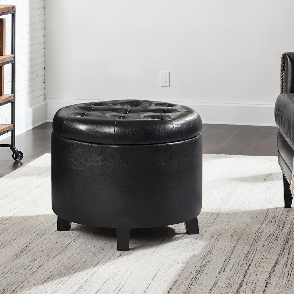 Designs4Comfort Round Storage Ottoman. Picture 2