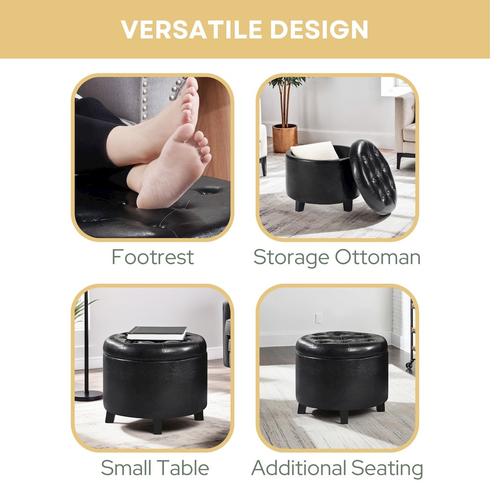 Designs4Comfort Round Storage Ottoman. Picture 5