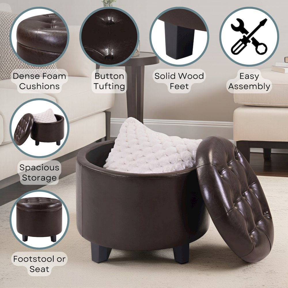 Designs4Comfort Round Storage Ottoman. Picture 4
