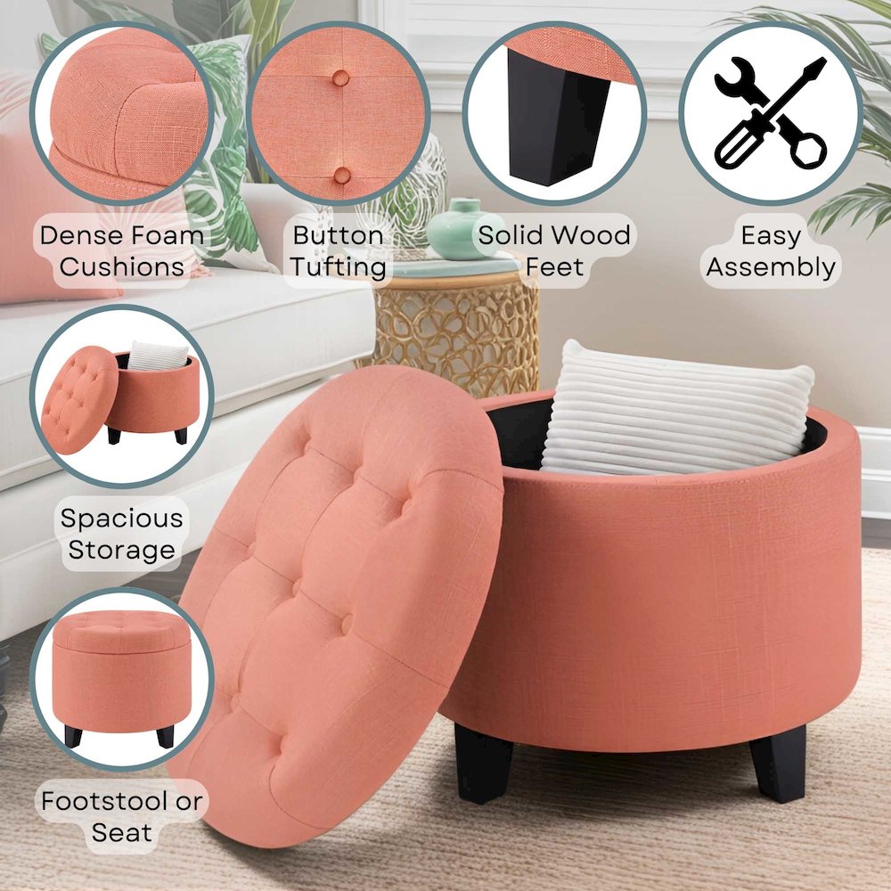 Designs4Comfort Round Storage Ottoman. Picture 4
