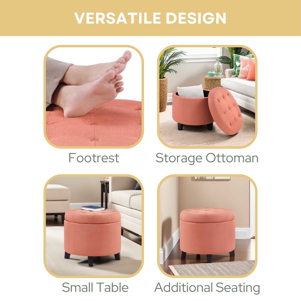 Designs4Comfort Round Storage Ottoman. Picture 5