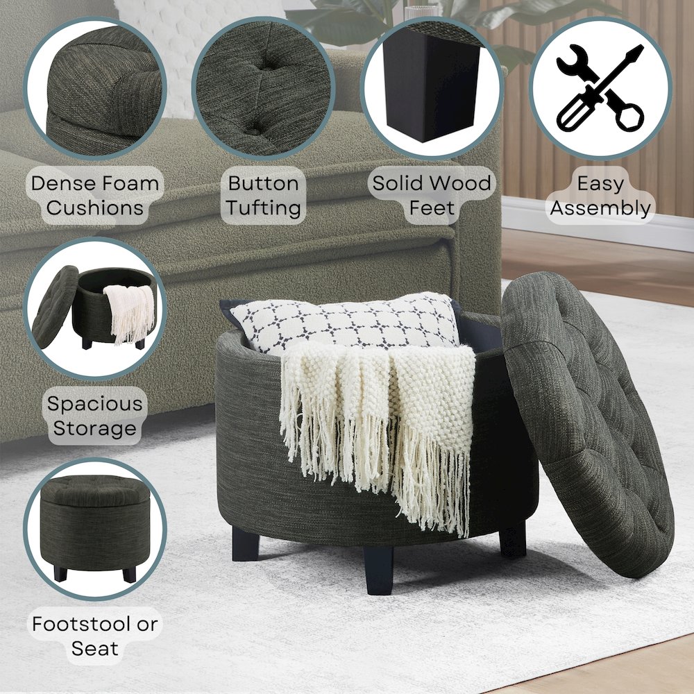 Designs4Comfort Round Storage Ottoman. Picture 4