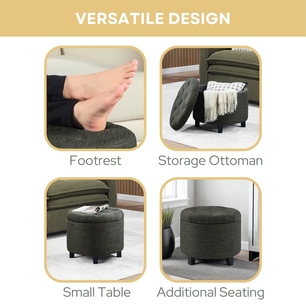 Designs4Comfort Round Storage Ottoman. Picture 5