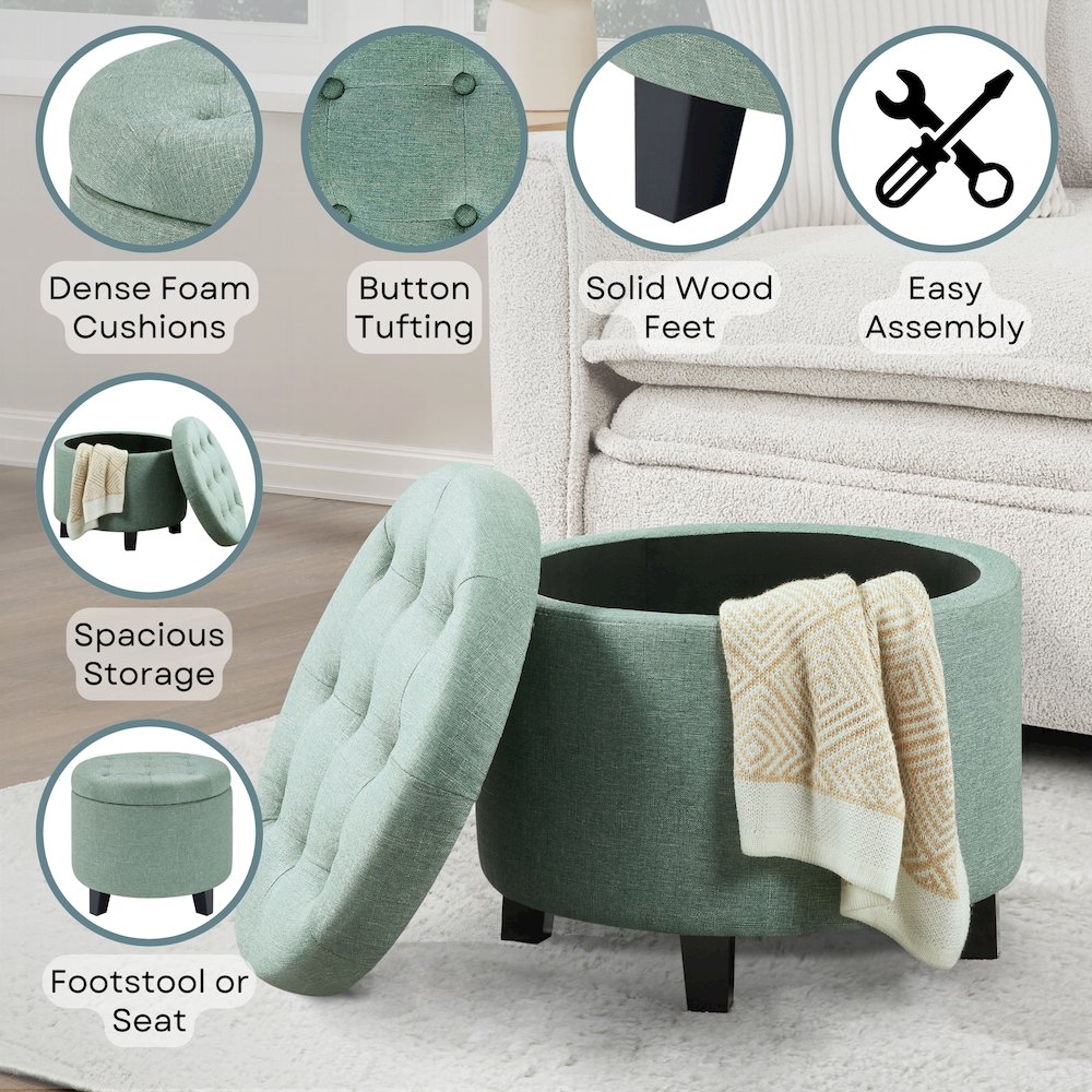 Designs4Comfort Round Storage Ottoman. Picture 4
