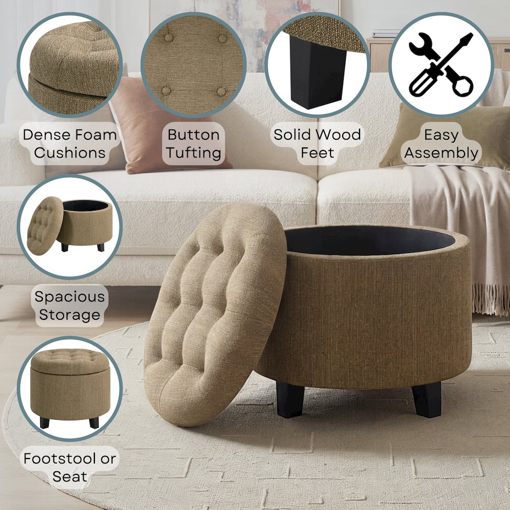Designs4Comfort Round Storage Ottoman. Picture 4