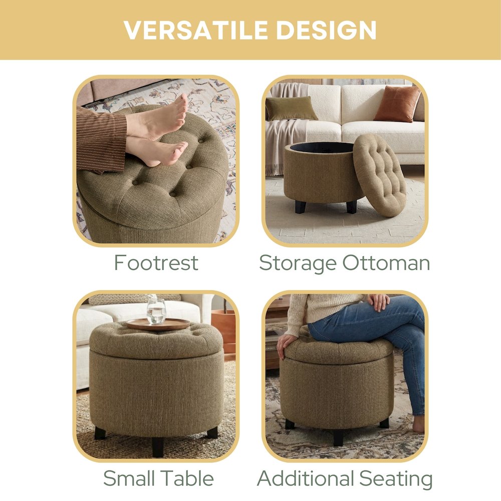 Designs4Comfort Round Storage Ottoman. Picture 5
