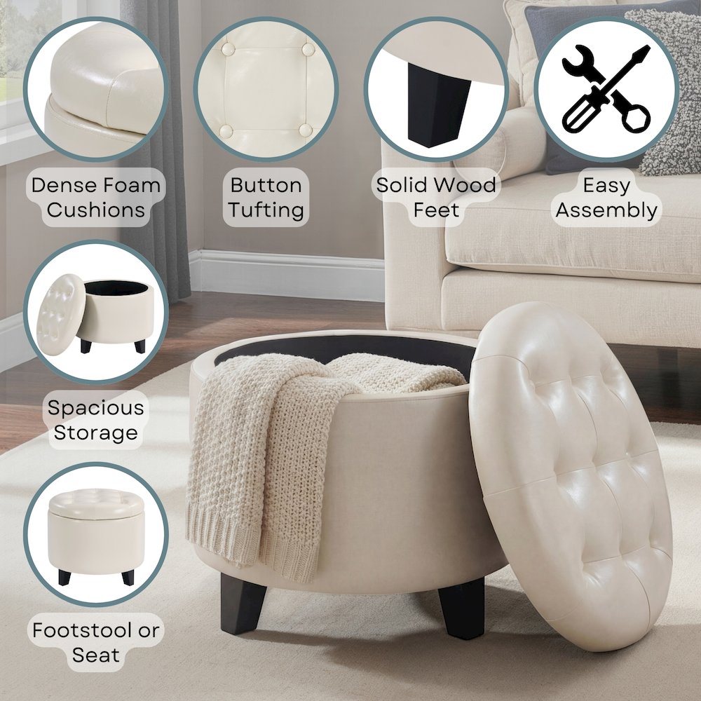 Designs4Comfort Round Storage Ottoman. Picture 4