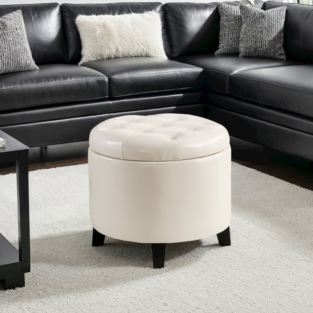 Designs4Comfort Round Storage Ottoman. Picture 2
