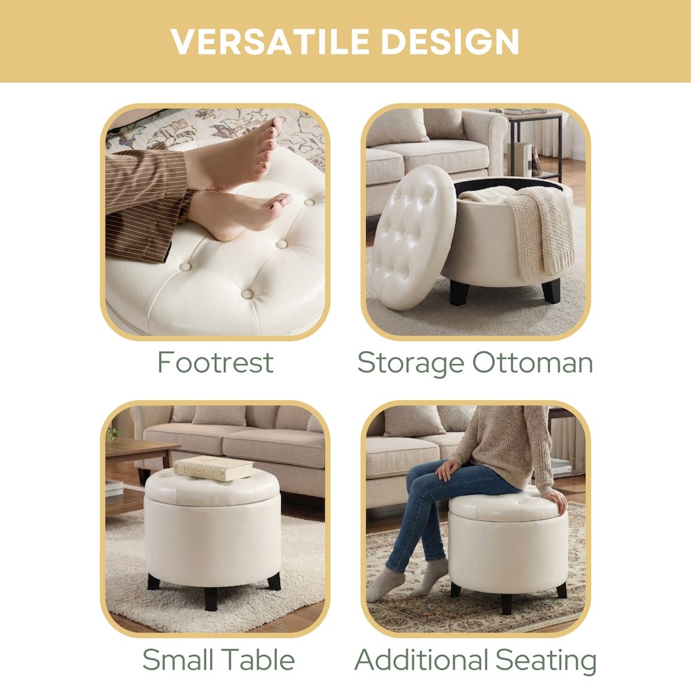 Designs4Comfort Round Storage Ottoman. Picture 5