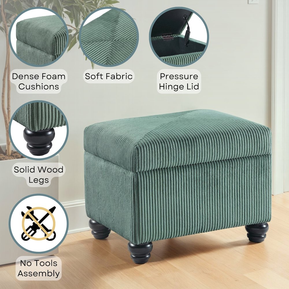 Designs4Comfort Corduroy 5th Avenue Storage Ottoman. Picture 3